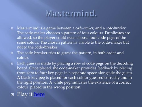 Mastermind worksheet