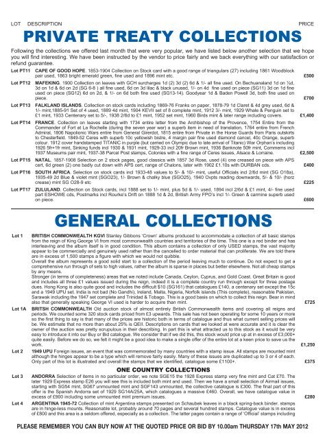 GENERAL COLLECTIONS - allworldcatalogue.co.uk