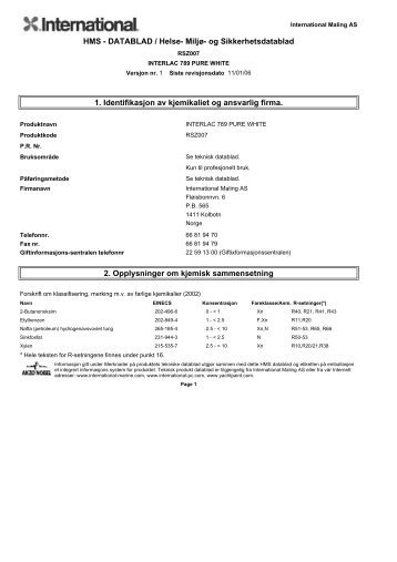 HMS - DATABLAD / Helse- MiljÃƒÂ¸- og ... - Lakkspesialisten