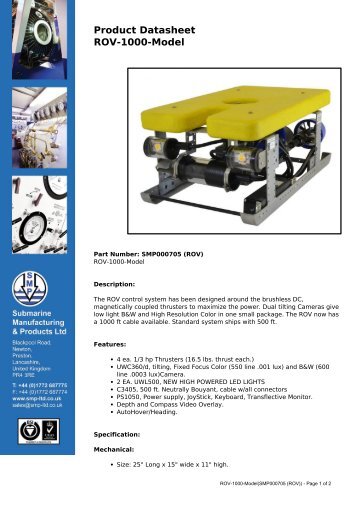 Product Datasheet: ROV-1000-Model