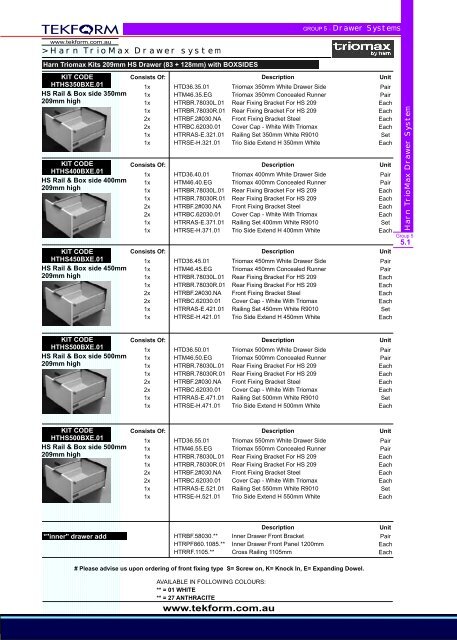 Group5 Drawer Systems - Tekform