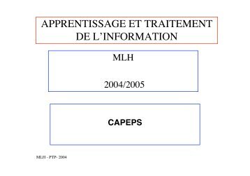 Apprentissage et traitement de l'info