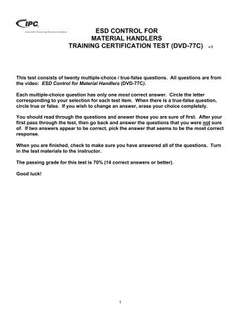 Certification Exam - IPC Training Home Page