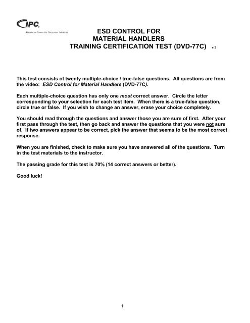 Certification Exam - IPC Training Home Page