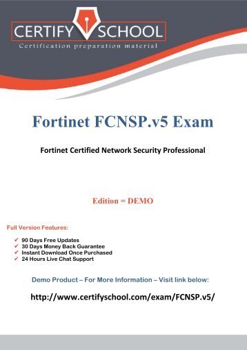Fortinet FCNSP.v5 CertifySchool Exam Actual Questions (PDF)