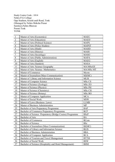 Allotment of Courses to New Study Centres.pdf - VMOU, Kota