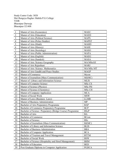 Allotment of Courses to New Study Centres.pdf - VMOU, Kota