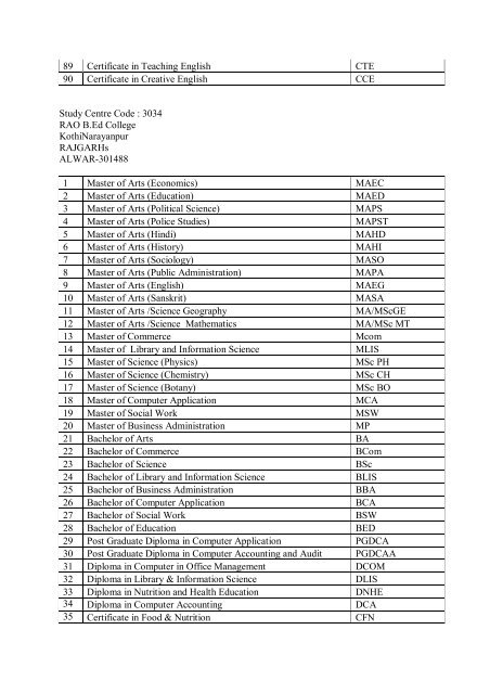 Allotment of Courses to New Study Centres.pdf - VMOU, Kota