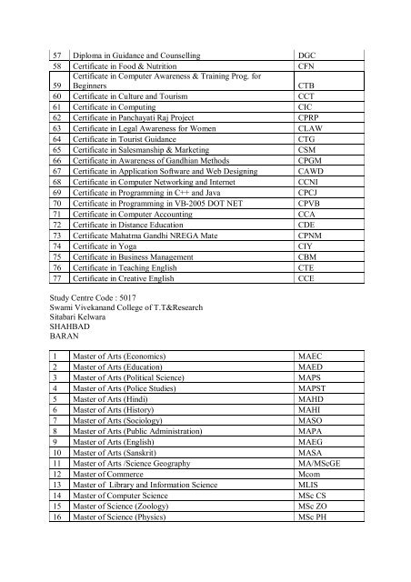 Allotment of Courses to New Study Centres.pdf - VMOU, Kota