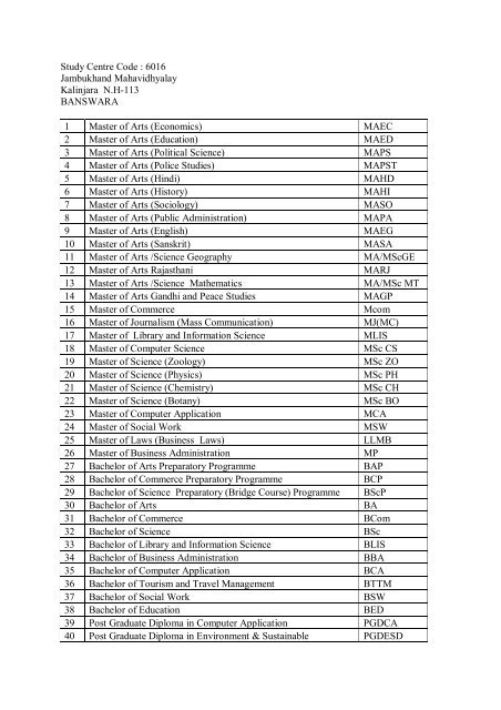 Allotment of Courses to New Study Centres.pdf - VMOU, Kota