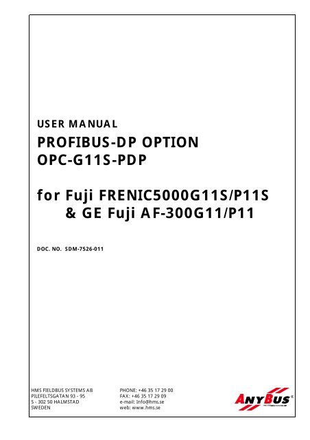 PROFIBUS-DP OPTION OPC-G11S-PDP for ... - Fuji Electric America