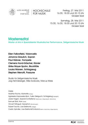 Masterrezital - Musik-Akademie Basel