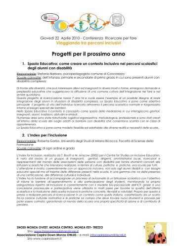 Scheda dei 5 progetti in formato pdf - CTRH Monza e Brianza