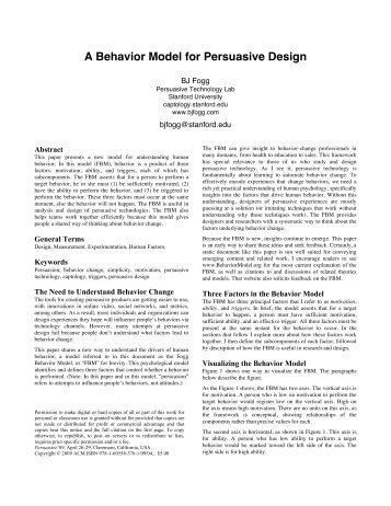 A Behavior Model for Persuasive Design - BJ Fogg