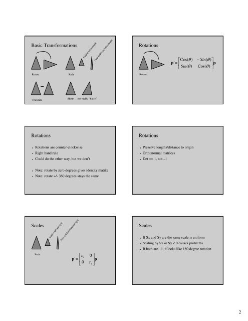 2D Matrix Transformations Lecture Slides