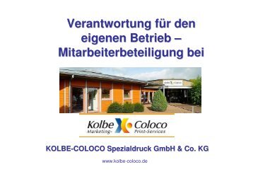 Marc SchÃ¼rmann, KOLBE-COLOCO Spezialdruck ... - CSR Mittelstand