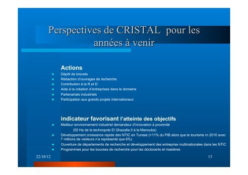 Laboratoire CRISTAL (Point historique) - EuroAfrica-ICT