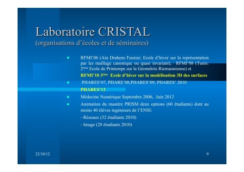 Laboratoire CRISTAL (Point historique) - EuroAfrica-ICT