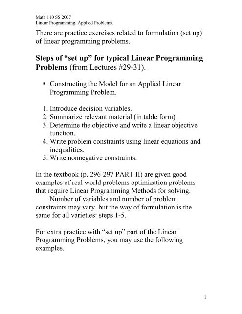 how to solve linear programming problem
