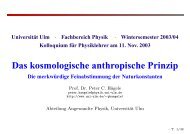 Das kosmologische anthropische Prinzip - Universität Ulm