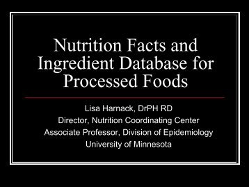 Nutrition Facts and Ingredient Database for Processed Foods