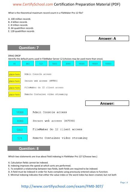 FileMaker FM0-307 CertifySchool Exam Actual Questions (PDF)