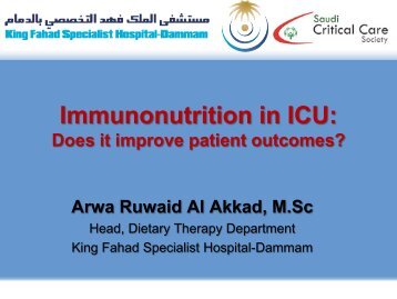 Immunonutrition In ICU: Does It Improve Patient ... - RM Solutions