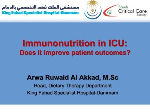 Immunonutrition In ICU: Does It Improve Patient ... - RM Solutions
