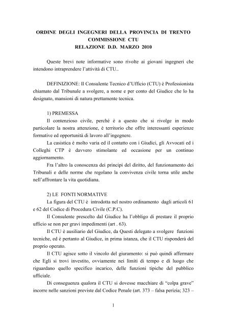 Vedi relazione - Ordine degli Ingegneri della provincia di Trento