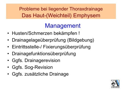 Probleme bei liegender Thoraxdrainage - Krankenhaus St ...