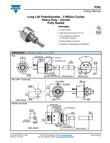 P30L Long Life Potentiometer - 2 Million Cycles Heavy Duty ...