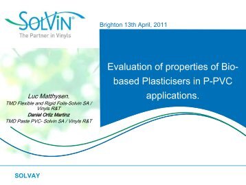 Evaluation of properties of Bio- based Plasticisers ... - Solvay Plastics