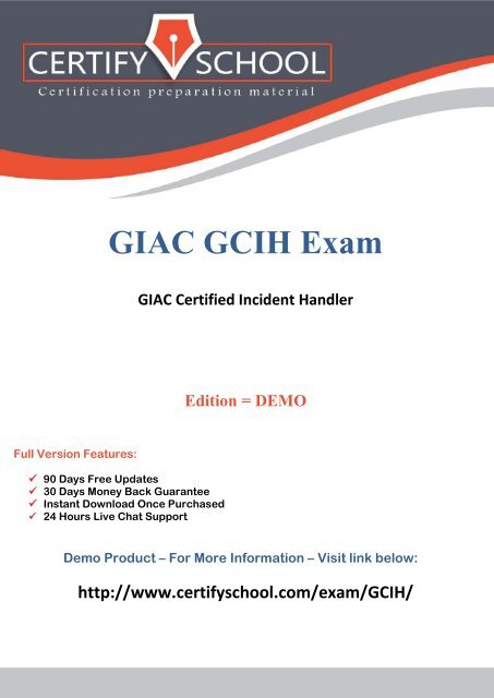 GIAC GCIH CertifySchool Exam Actual Questions (PDF)