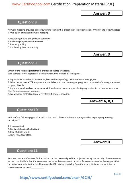 GIAC GCIH CertifySchool Exam Actual Questions (PDF)