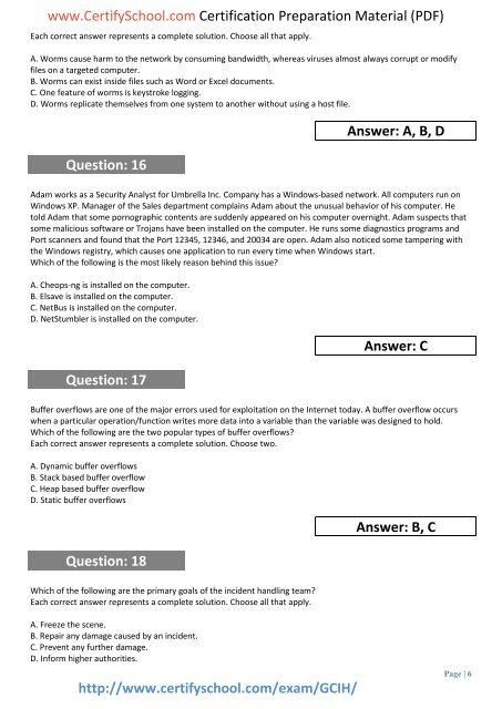 GIAC GCIH CertifySchool Exam Actual Questions (PDF)