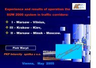Experience and results of operation the SUW 2000