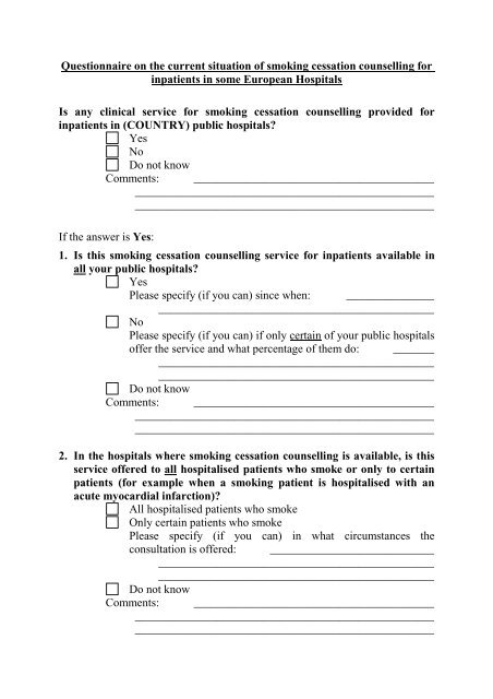 Questionnaire on the current situation of smoking cessation ... - IUMSP