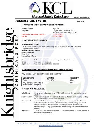 MSDS - Knightsbridge Chemicals Ltd.