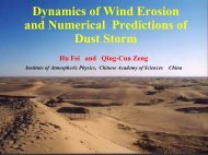 Dynamics of wind erosion and numerical prediction ofB dust storm