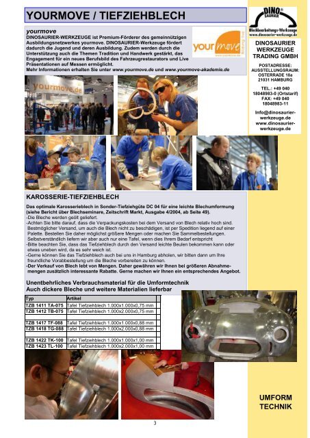 DINOSAURIER WERKSTATTPROGRAMM 2011 GRUNDKATALOG