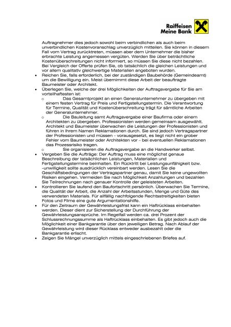 Checkliste Haus renovieren/sanieren (pdf) - Raiffeisen