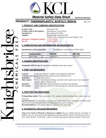 MSDS - Knightsbridge Chemicals Ltd.