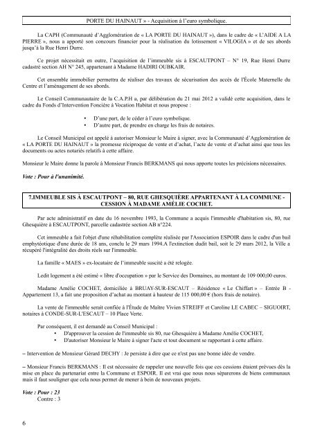 TÃ©lÃ©charger le fichier PDF "PROCES VERBAL DE LA ... - Escautpont