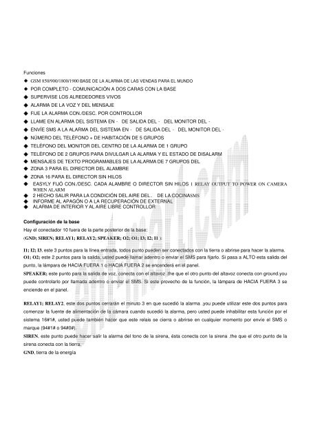 Base casera de la alarma del GSM con el texto