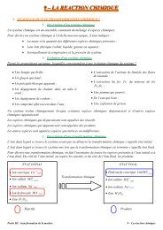 09 - La rÃ©action chimique - Cours de physique et de chimie