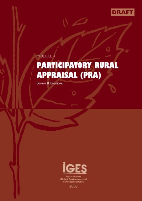 Module 4: Participatory Rural Appraisal (PRA) - IGES