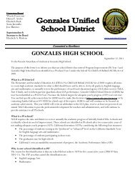 Program Improvement Parent Letter - Gonzales Unified School District
