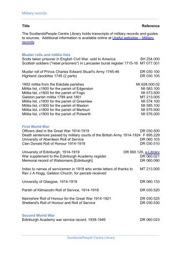 Military records - ScotlandsPeople Centre