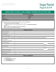 Application Form - Sage Pastel Payroll & HR