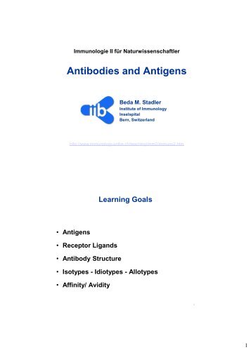 Antibodies and Antigens - University Institute of Immunology